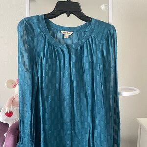 Lucky Brand Teal and Gold Blouse